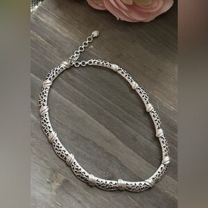 Monet Silver Filigree Necklace, Vintage